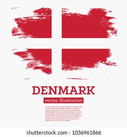 Denmark Flag with Brush Strokes. Vector Illustration.