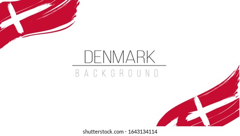 Denmark flag brush style background with stripes. Stock vector illustration isolated on white background.