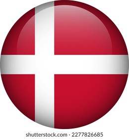 Denmark flag button. Emblem of Denmark. Vector flag, symbol. Colors and proportion correctly.
