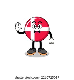 denmark flag cartoon illustration doing stop hand , character design