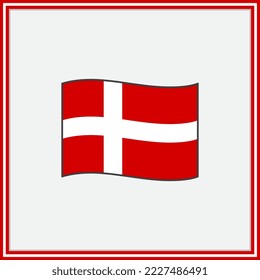 Ilustración del vector de dibujos animados de la bandera de Dinamarca. Indicador de contorno de icono plano de Dinamarca. Bandera nacional de Dinamarca