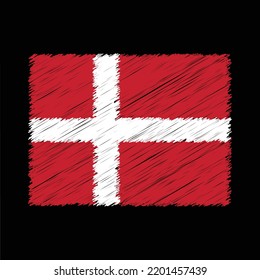 Denmark flag with chalk effect vector graphics