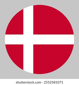 Denmark flag, circle frame, round icon