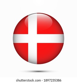 Denmark Flag Circle Shape Button Vector Illustration