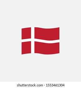 Denmark flag colors flat icon, vector sign, Waving flag of Denmark colorful pictogram isolated on white. Symbol, logo illustration. Flat style design