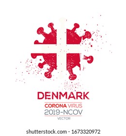 Denmark flag with corona virus Symbol, (2019-nCoV), vector illustration.