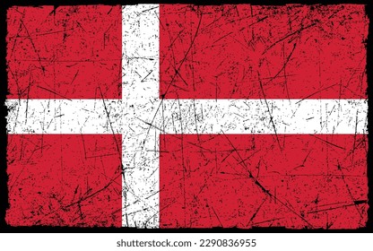 Denmark Flag Distressed Grunge Vintage Retro. Isolated on White Background	