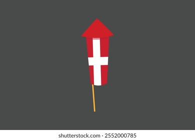 Denmark flag with firework shape, Flag of Denmark national country symbol illustration Vector, Rectangle Denmark flag illustration, Flat vector illustration
