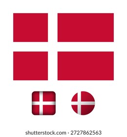 Dänemark Flag Flat Icons Collection