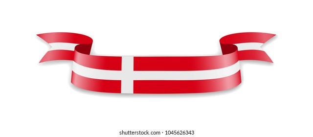 Denmark flag in the form of wave ribbon. Vector illustration.