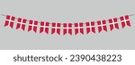 Denmark flag garland, pennants on a rope for party, carnival, festival, celebration, bunting decorative pennants, vector illustration