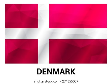Denmark Flag, geometric polygonal shapes. Vector illustration.
