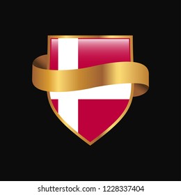 Denmark flag Golden badge design vector