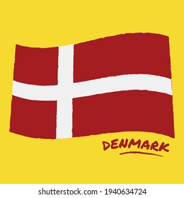 Denmark Flag in Hand Drawn Illustration