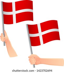 Denmark flag in hand. Patriotic background. National flag of Denmark vector illustration
