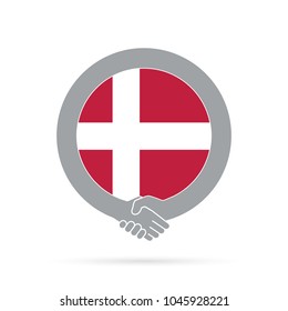 Denmark flag handshake icon. agreement, welcome, cooperation concept