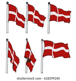 Denmark flag hanging on pole