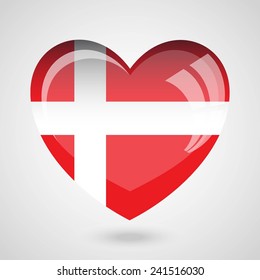 Denmark Flag Heart Glossy Button