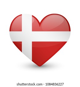 Denmark Flag Heart Love Emoji Icon Object Symbol Gradient Vector Art Design Cartoon Isolated.