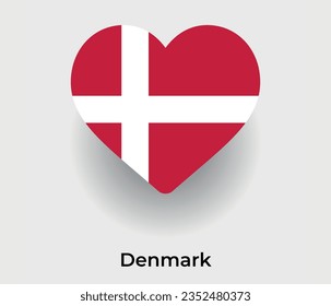 Denmark flag heart shape country icon vector illustration