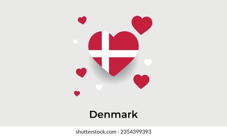 Denmark flag heart shape country icon vector illustration