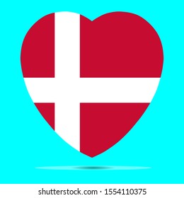 Denmark Flag In Heart Shape Vector illustration. EPS10