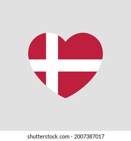 Denmark flag in heart shape vector love Denmark