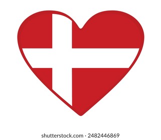 Denmark flag heart shaped. vector