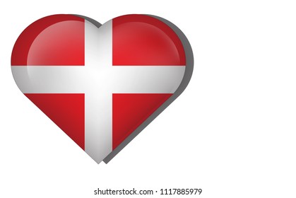 The Denmark flag in the heart sign. ( vector )
