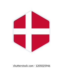 Denmark flag. Denmark hexagon flag.