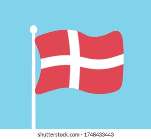Dänemark Flagge Symbol Cartoon flacher Vektorgrafik