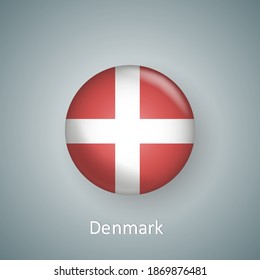 Denmark flag icon circle 3d gradient isolated