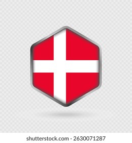 Ícone da bandeira da Dinamarca em forma de hexágono.