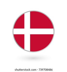 Denmark flag icon isolated on white background. Danish round badge. Vector illustration. 