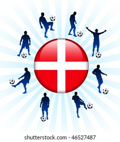 Dänemark Flaggensymbol auf Internet-Button mit Originalvektorgrafik von Fußballspielern
