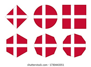 denmark flag icon set isolated on white background