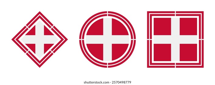 denmark flag icon set. vector illustration isolated on white background