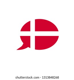 Denmark flag icon. speech bubble vector eps10