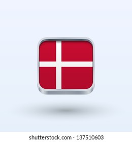 Denmark flag icon square form on gray background. Vector illustration.