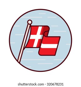 Denmark flag icon for website, print, info graphic, etc.