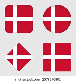 Denmark Flag Icons Pack. Vector illustration.