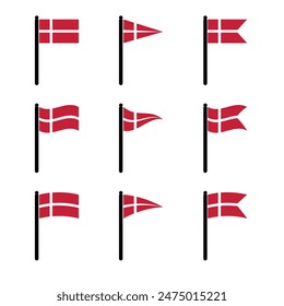 Dänemark Flag-Symbole mit Pole-Symbol Vektorillustration