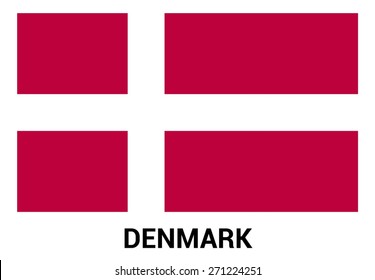 Denmark flag isolated vector in official colors and Proportion Correctly. country's name label in bottom