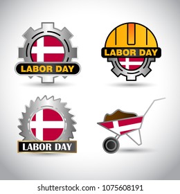 Denmark Flag with labour day design vector 