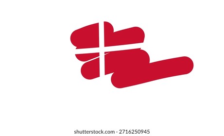 Logotipo da linha da bandeira da Dinamarca, ilustração simples plana