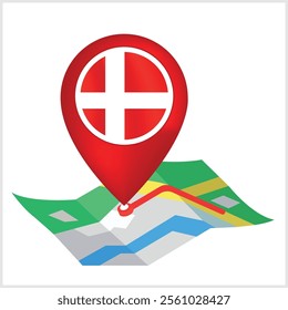 Denmark Flag Location Symbol Design