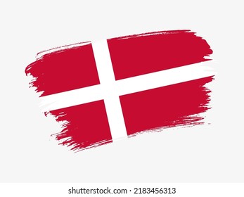 Denmark flag made in textured brush stroke. Patriotic country flag on white background