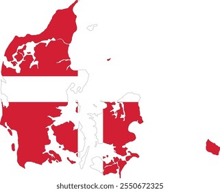 Denmark Flag in Map, Denmark Map with Flag, Nation Flag of Denmark, Denmark map