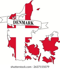 Denmark flag map, national identity.