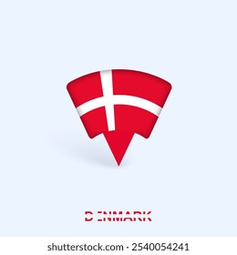 Denmark Flag Map Pointer Design with Shadow. Vector illustrator.